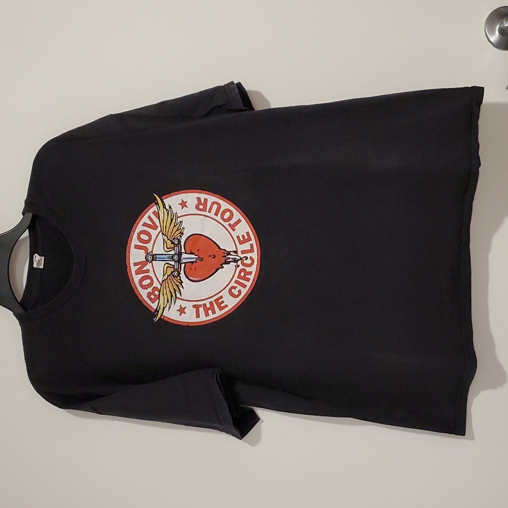 BON JOVI The Circle Tour 2010 graphic concert band tee black short sleeve XL